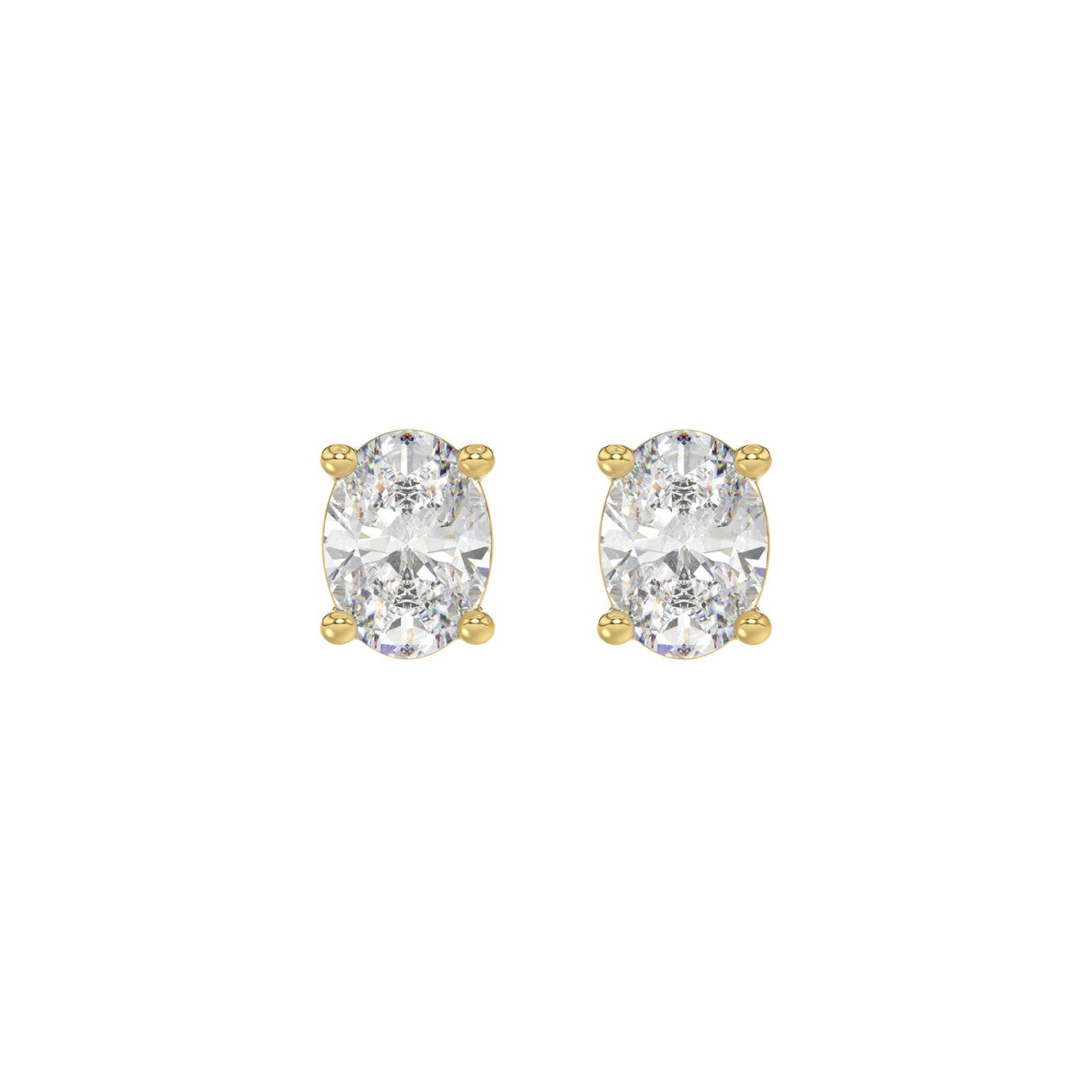 1.5 Carat Oval Lab Grown Diamond Stud Earrings Yellow Gold angle view