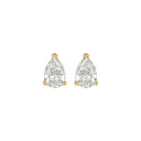 1.5 Carat Pear Lab Grown Diamond Stud Earrings Yellow Gold angle view