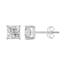 3 Carat Princess Lab Grown Diamond Stud Earrings White Gold angle view