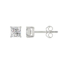 1.5 Carat Princess Lab Grown Diamond Stud Earrings White Gold angle view