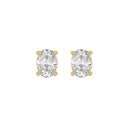2 Carat Oval Lab Grown Diamond Stud Earrings Yellow Gold angle view
