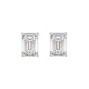 4 Carat Emerald Cut Lab Grown Diamond Stud Earrings White Gold angle view
