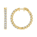 3 Carat Inside-Out Round Lab Grown Diamond Hoop Earrings Yellow Gold angle view