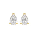 4 Carat Pear Lab Grown Diamond Stud Earrings Yellow Gold angle view