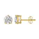 4 Carat Round Brilliant Lab Grown Diamond Stud Earrings Yellow Gold angle view