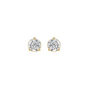 1 Carat Round Brilliant Lab Grown Diamond Stud Earrings Yellow Gold angle view