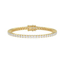 Classic 4 Prong Lab Grown Diamond Tennis Bracelet approx. 5 ct Yellow Gold angle view