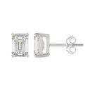 3 Carat Emerald Cut Lab Grown Diamond Stud Earrings White Gold angle view