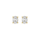 1 Carat Oval Lab Grown Diamond Stud Earrings Yellow Gold angle view