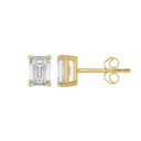 1.5 Carat Emerald Cut Lab Grown Diamond Stud Earrings Yellow Gold down view