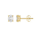 1 Carat Oval Lab Grown Diamond Stud Earrings Yellow Gold down view