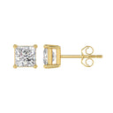 2.5 Carat Princess Lab Grown Diamond Stud Earrings Yellow Gold down view