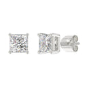 4 Carat Princess Lab Grown Diamond Stud Earrings White Gold down view