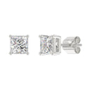 3 Carat Princess Lab Grown Diamond Stud Earrings White Gold down view