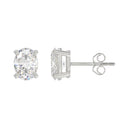 4 Carat Oval Lab Grown Diamond Stud Earrings White Gold down view