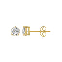 1 Carat Round Brilliant Lab Grown Diamond Stud Earrings Yellow Gold down view