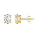 4 Carat Oval Lab Grown Diamond Stud Earrings Yellow Gold down view