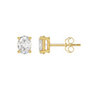 1.5 Carat Oval Lab Grown Diamond Stud Earrings Yellow Gold down view