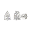 3 Carat Pear Lab Grown Diamond Stud Earrings White Gold down view