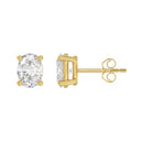 3 Carat Oval Lab Grown Diamond Stud Earrings Yellow Gold down view