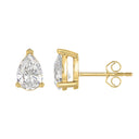 3 Carat Pear Lab Grown Diamond Stud Earrings Yellow Gold down view