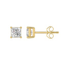 1.5 Carat Princess Lab Grown Diamond Stud Earrings Yellow Gold down view