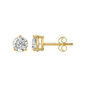 2 Carat Round Brilliant Lab Grown Diamond Stud Earrings Yellow Gold down view