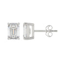 4 Carat Emerald Cut Lab Grown Diamond Stud Earrings White Gold down view