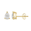 2 Carat Pear Lab Grown Diamond Stud Earrings Yellow Gold down view