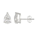 4 Carat Pear Lab Grown Diamond Stud Earrings White Gold down view
