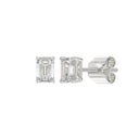 1 Carat Emerald Cut Lab Grown Diamond Stud Earrings White Gold down view