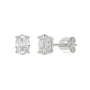 2 Carat Oval Lab Grown Diamond Stud Earrings White Gold down view