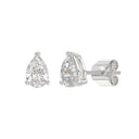2 Carat Pear Lab Grown Diamond Stud Earrings White Gold down view