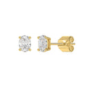 1 Carat Oval Lab Grown Diamond Stud Earrings Yellow Gold flat view