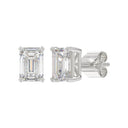4 Carat Emerald Cut Lab Grown Diamond Stud Earrings White Gold flat view