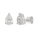 4 Carat Pear Lab Grown Diamond Stud Earrings White Gold flat view