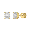 3 Carat Oval Lab Grown Diamond Stud Earrings Yellow Gold flat view