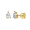 1.5 Carat Pear Lab Grown Diamond Stud Earrings Yellow Gold flat view