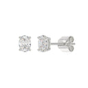 1 Carat Oval Lab Grown Diamond Stud Earrings White Gold flat view