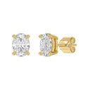 4 Carat Oval Lab Grown Diamond Stud Earrings Yellow Gold flat view