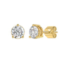 4 Carat Round Brilliant Lab Grown Diamond Stud Earrings Yellow Gold flat view