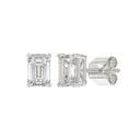 2 Carat Emerald Cut Lab Grown Diamond Stud Earrings White Gold flat view