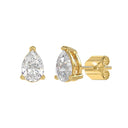 2.5 Carat Pear Lab Grown Diamond Stud Earrings Yellow Gold flat view