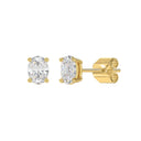 1.5 Carat Oval Lab Grown Diamond Stud Earrings Yellow Gold flat view