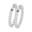 3 Carat Inside-Out Round Lab Grown Diamond Hoop Earrings White Gold flat view