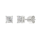 2 Carat Princess Lab Grown Diamond Stud Earrings White Gold flat view