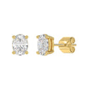 2.5 Carat Oval Lab Grown Diamond Stud Earrings Yellow Gold flat view
