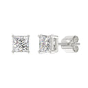 2.5 Carat Princess Lab Grown Diamond Stud Earrings White Gold flat view