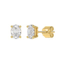 2 Carat Oval Lab Grown Diamond Stud Earrings Yellow Gold flat view