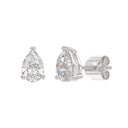 2.5 Carat Pear Lab Grown Diamond Stud Earrings White Gold flat view